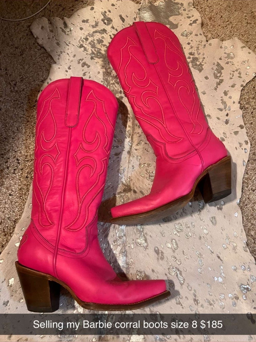 Barbie Pink Western Heeled Cowboy Boots - Women's Size 8